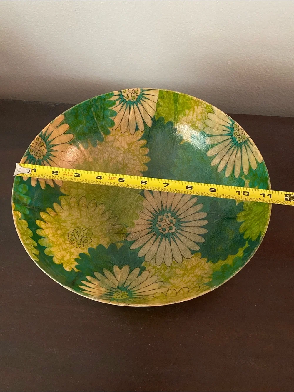 Vintage MCM TRAYMOLD Fiberglass Green Daisy Salad Serving Bowl California USA